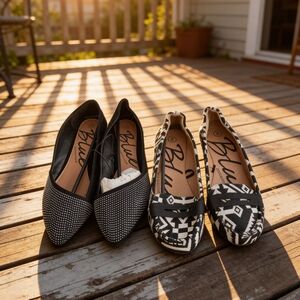 Women's black and white patterned sneakers. 2 pairs for $12. Brand: Blue